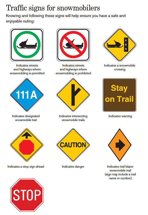 Traffic signs for snowmobilers from SGI